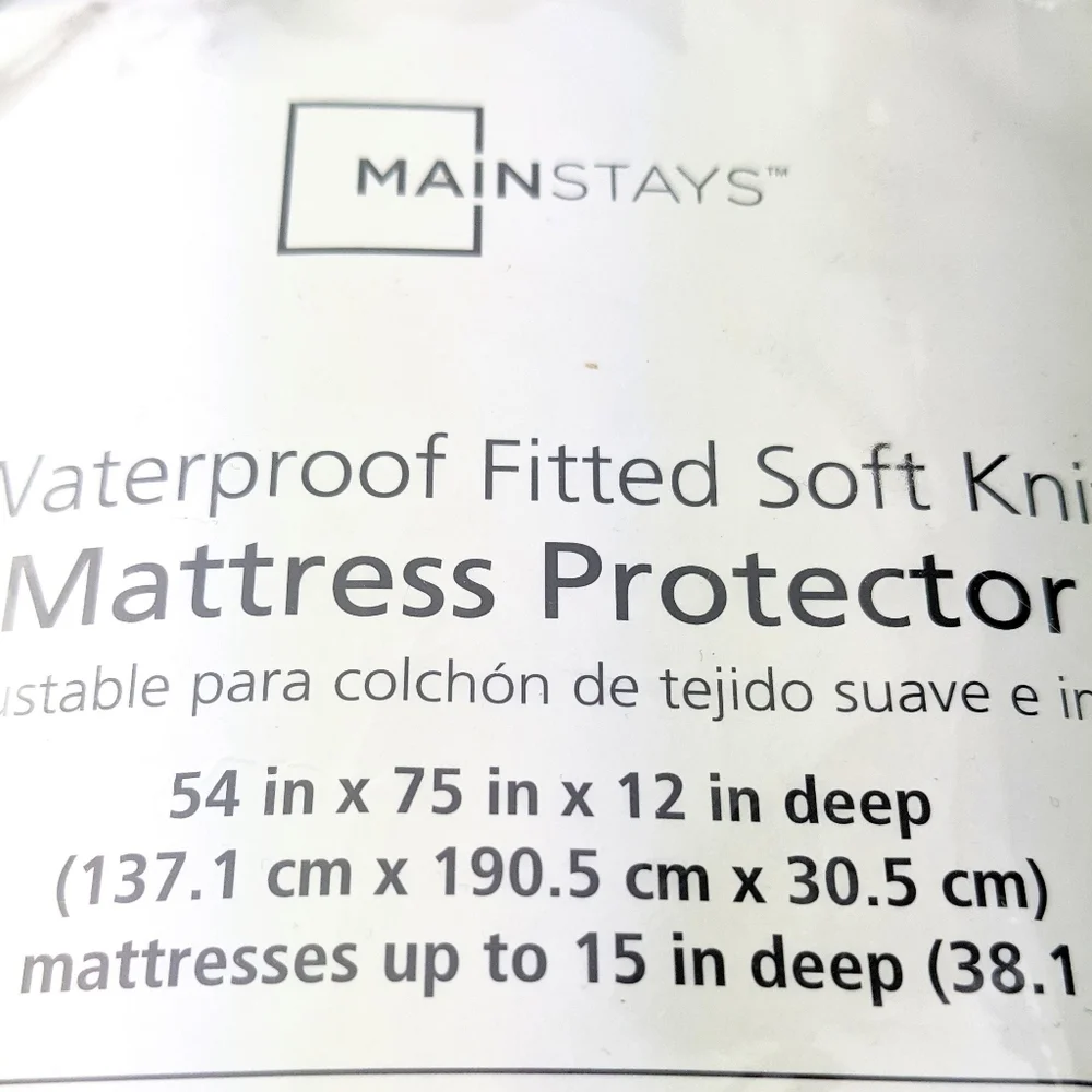 Mainstays Waterproof Fitted Soft Knit White Mattress Protector Full Size New